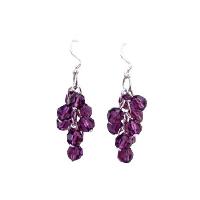 Grape Bunch Earrings Of Round Crystals Beads Amethyst Round Crystals Beads Earrings Sterling Silver 92.5 Earrings