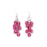 Beautiful Fashionable Gorgeous Rose Delicate Earrings Grape Bunch Earrings Of Round Rose Crystals Beads Sterling Silver 92.5 Earrings 