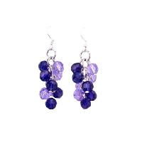 Voilet & Tanzanite Round Crystals Earrings Genuine Swarovski Round Bead Grape Bunch Earrings
