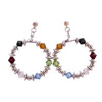 Hoop Earrings Salvation Earrings Genuine Jet Siam Red Topaz Peridot Aquamarine & Clear Crystals Bali Beads Earrings Jet Black Swarovski AB Jet and Jet Crystals Hoop Earrings Genuine Swarovsk Crystals Earrings