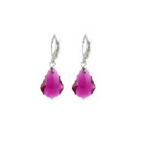 Fascinate Trendy Ruby Baroque Crystals Sterling Leverback 92.5 Earrings