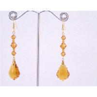 Swarovski Topaz Baroque 22mm Crystals Pendant Gold beads In Gold Hook Earrings