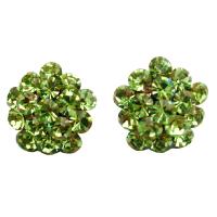 Green Flower Earrings Sparkling Crystals Dazzling And Sparkling