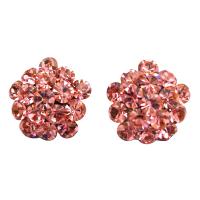 Christmas Gift Sparkling Pink Crystals Flower Earrings