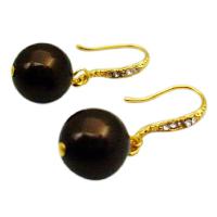 Match Jewelry Darkest Chocolate Brown Pearls Wedding Dress Pearls Earrings