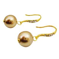 Pearls Drop Earrings Genuine Swarovski Bronze Gold Earrings