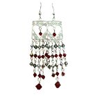 Sterling Silver Dangling w/ Siam Red Crystals Bicone 4mm