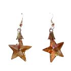 Golden Shadow Crystal Starfish Crystal 15mm Sterling Silver Earrings