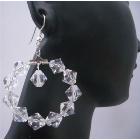 Clear Crystal Hoop Earrings Swarovski Clear Crystal Sterling Silver Chandelier Earrings