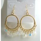 AB Swarovski Crystals Earrings 22k Gold Plated Hoop Earrings Swarovski AB Crystal