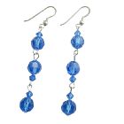 Swarovski Blue Sapphire Dangling Earrings Sterling Silver Sapphire Crystal Earrings