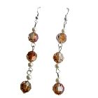 Sexy Stunning Swarovski Copper Crystals Chandelier Dangling Earrings Copper Round Sterling Silver Earrings
