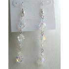 Swarovski Crystals AB Crystals Round Sterling Silver Dangling Earrings