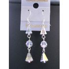 Swarovski AB Crystal Round & Cap Beads Crystals Silver 92.5 Earrings