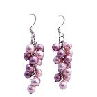 Pink Pearl Jeewlry Pink Pearls Earrings Grape Style Swarovski Lite & Dark Rose Pink Pearls Earrings