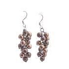 Two Pearls Color Earrings Bronze & Brown Pearls Earrings Swarovski Pearls Earrings
