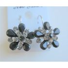 Black Diamond Crystals Sparkling Jet Crystals Enamel Dress Earrings