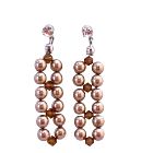 Interwoven Earrings Swarovski Bronze Pearls with Smoked Topaz Crystals Surgical Post Earrings