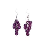 Grape Bunch Round Crystal Beads Amethyst Round Silver 92.5 Earrings