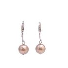 Cute Earrings Swarovski Bronze Pearl Dangling Diamante Hook Earrings