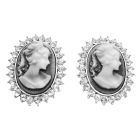 Great Deal On Antique Vintage Cameo Earrings w/ Sparkling Diamante