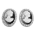 Great Value Antique Cameo Earrings Fully Embedded w/ Diamante