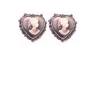 Quality Cameo Jewelry Heart Shaped Cameo Earrings w/ Amethyst Crystals