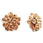 Flower Shaped Embedded Peach Crystals Sparkling Dazzling Stud Earrings
