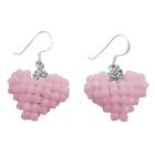 Rose Alabaster Baby Pink Candy Color Handmade Puffy Heart Earrings