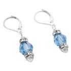 92.5 Silver Lever Back Earrings Swarovski Aquamarine Crystals Earrings