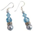 Swarovski Blue Pearl and Crystal Hook Earrings