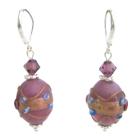Chic Girls Purple Lampwork Beads & Swarovski Crystals Fancy Earrings