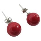 Oyster Pearl 10mm Stud Earrings in Red Color