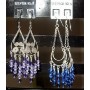 Genuine Sterling Silver 92.5 Earrings w/ Amethyst & Sapphire Crystals 