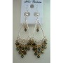 Smoked Topaz Crystals Chandelier Earings w/ Genuine Sterling Silver Frame