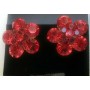 Red Crystals Swarovski Crystal Flower Petal Stud Pierced Earrings
