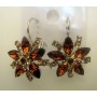 Swarovski Enameled Topaz Crystal Flower Petal Stud Pierced Earrings