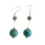 Turquoise Earrings 12mm Turquiose Round Bead w/ Sterling Silver Tube & Daisy Spacing Sterling Earrings 