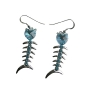 Aquamraine Swarovski Crystal Heart Fish Chandelier Dangling Earrings