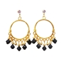 Black Jet Swarovski Crystal 22k Gold Plated Chandelier Earrings