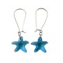 Crystal Fish Jewelry Aquamarine Star Fish Crystal Silver Hoop Earrings