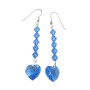 Swarovski Crystal Heart Lite Sapphire Crystal Beads Dangling Earrings