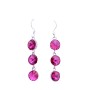 Sexy Fuchsia Round Crystal Bead 10mm Sterling Silver Hook Earrings