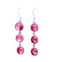 Rose Pink Crystal Round 10mm Swarovski Crystal Dangle Silver Earrings