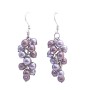 Grape Style Swarovski Gray & Purple Pearls Silver Hook Earring
