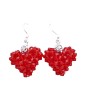 Lite Siam Red Crystal Puffy Heart Passion Silver 92.5 Earrings
