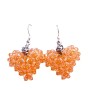 Handcrafted Swarovski 3mm Peach Crystals Puffy Heart Earrings