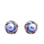 Stud Post Earrings Lite Blue Pearl Swarovski Pearl w/ Cubic Zircon