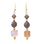 Lite Colorado AB Coated 8mm cubes round Burgundy Gold Plated Earrings