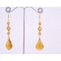 Swarovski Topaz Baroque 22mm Crystal Gold Beads In Gold Hook Earrings
